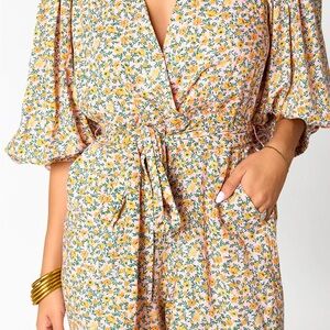 Buddy Love Floral Puff Sleeve Jumpsuit